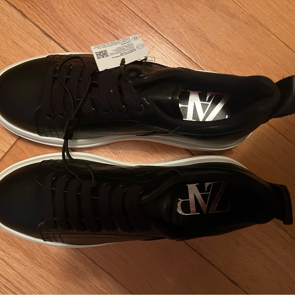 ZARA $100 black Ginuwine Real Leather platform flatform shoes sneakers runners 7 - Picture 5 of 8